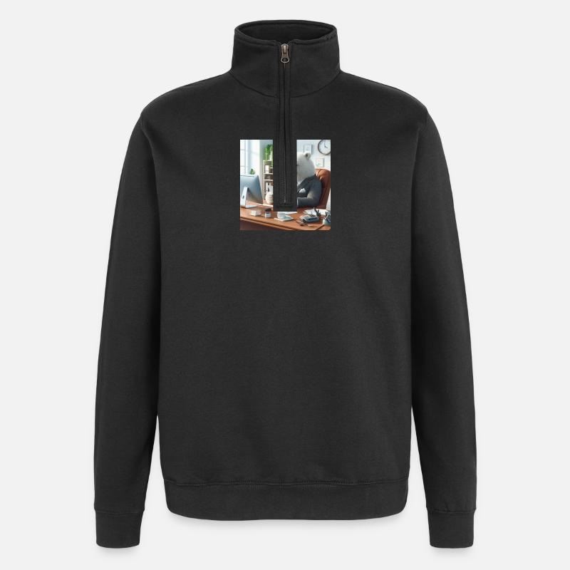 Bär im schicken Business-Anzug - Quarter-Zip-Sweatshirt - Schwarz