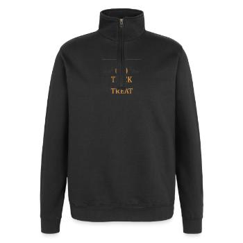 Motif effrayant d’Halloween avec citrouille - Sweat à zip 1/4 - noir - Devant - AI Model Female 172 light (172cm) & AI Model Male 178 dark (178cm)