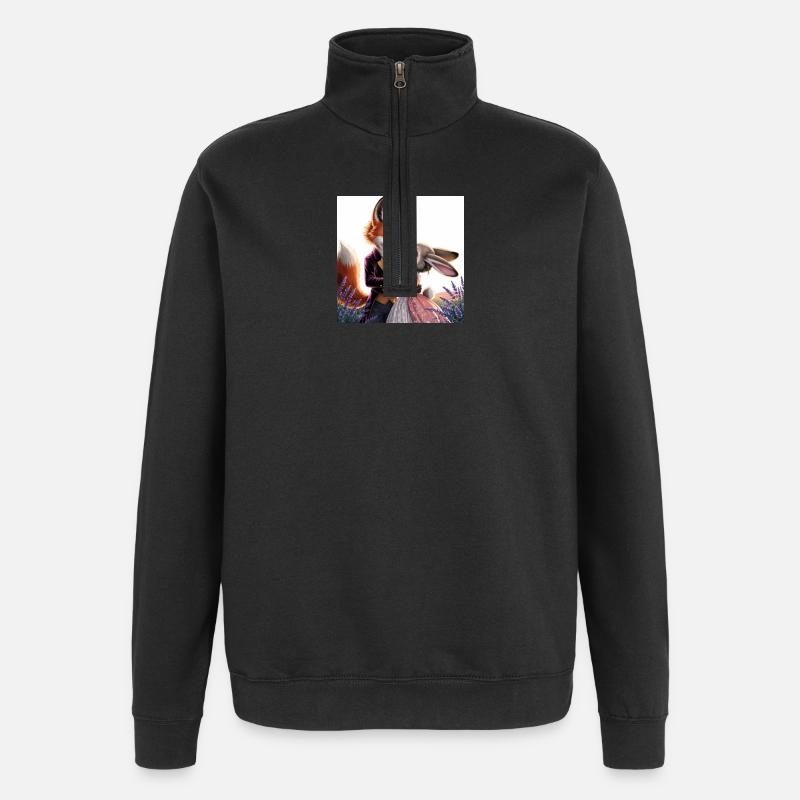 Fabulous wedding: fox and hare - Quarter-Zip Sweatshirt - black