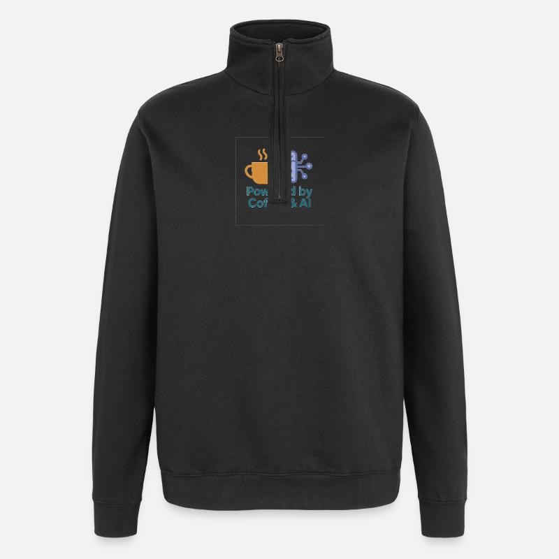 Kaffee KI Kraftdesign - Quarter-Zip-Sweatshirt - Schwarz