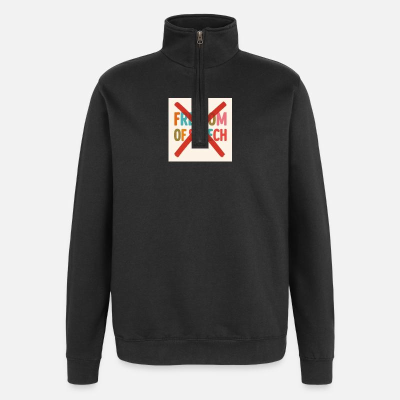 Meinungsfreiheit - Quarter-Zip-Sweatshirt - Schwarz