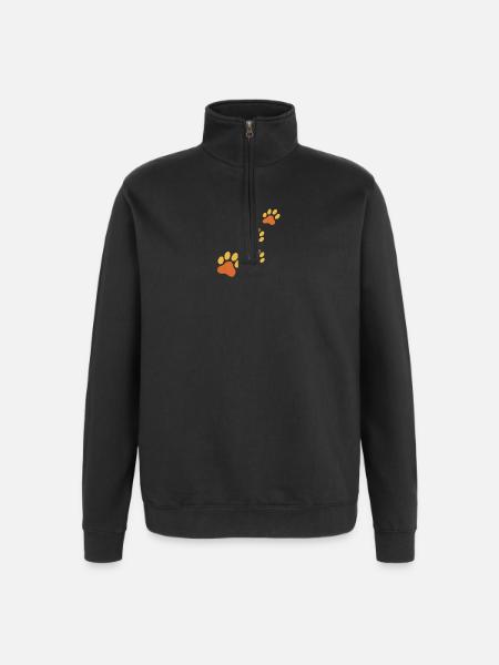 Paw Print Trace in Orange - Quarter-Zip Sweatshirt - black