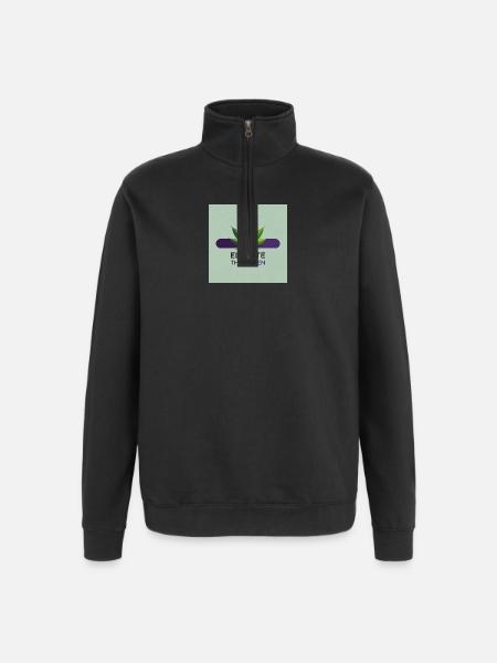 Elevate The Green Cannabis Leaf - Quarter-Zip Sweatshirt - black