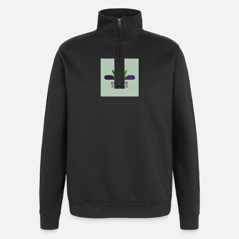 Elevate The Green Feuille de Cannabis - Sweat à zip 1/4 - noir