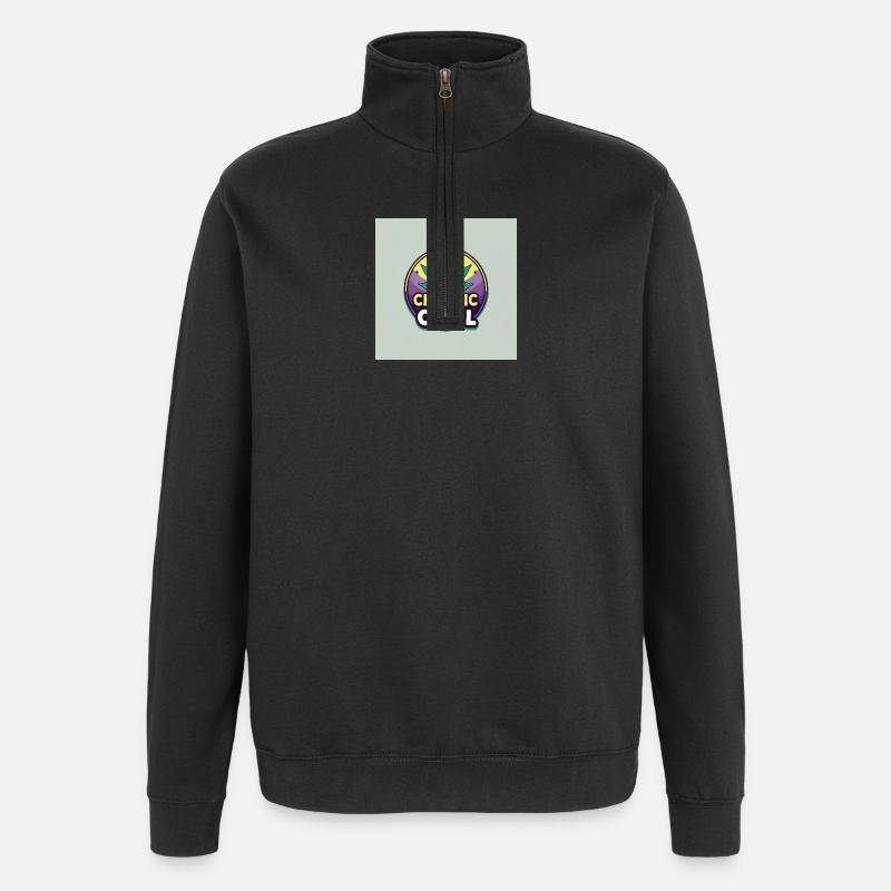Chronic Chill Cannabis Leaf Logo - Quarter-Zip Sweatshirt - black