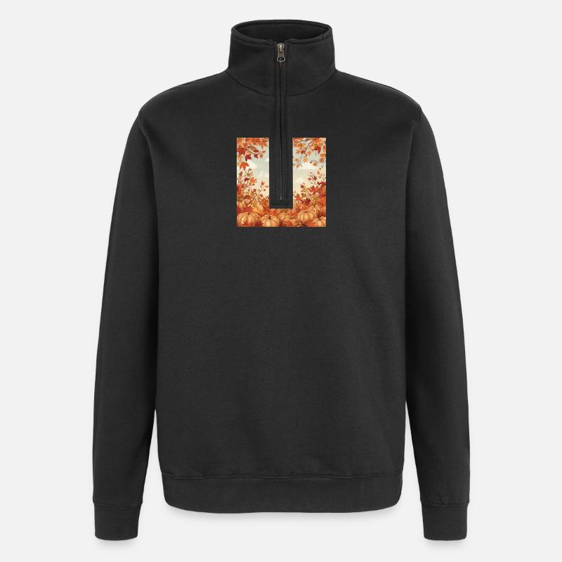 Hello autumn - Quarter-Zip Sweatshirt - black