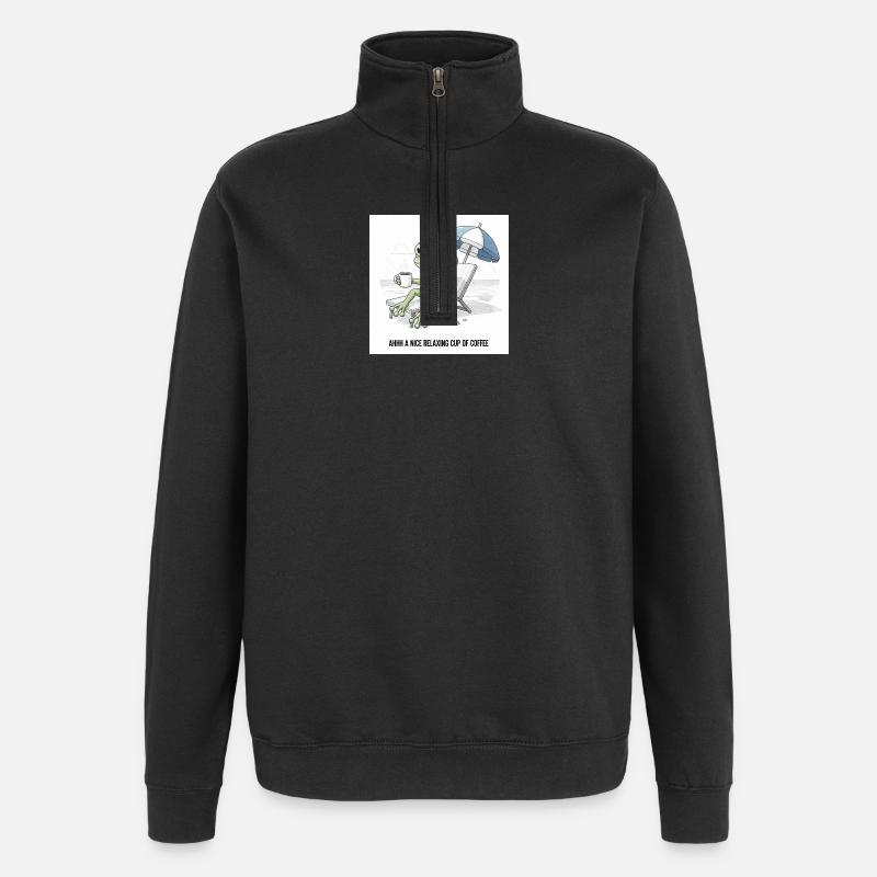 Frosch Strand Kaffee Chill - Quarter-Zip-Sweatshirt - Schwarz