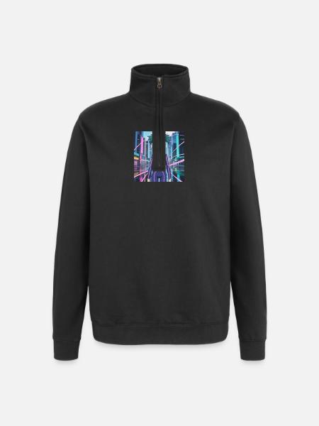 Neon Cybersuit Light Lines - Quarter-Zip Sweatshirt - black