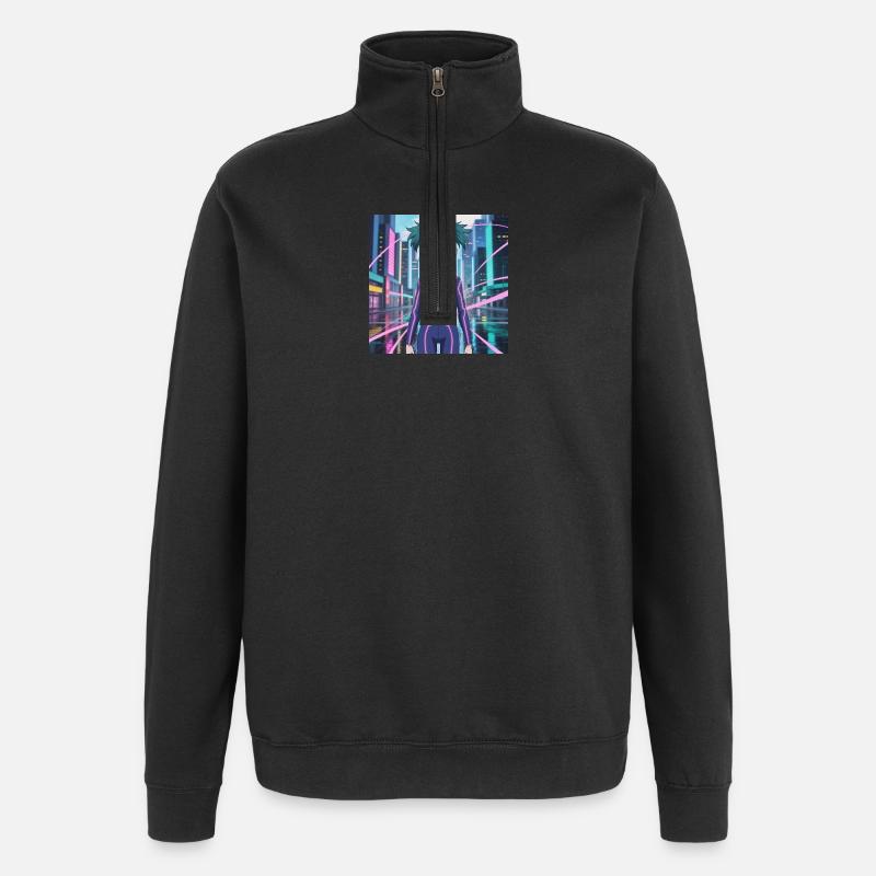 Lignes lumineuses Neon Cybersuit - Sweat à zip 1/4 - noir