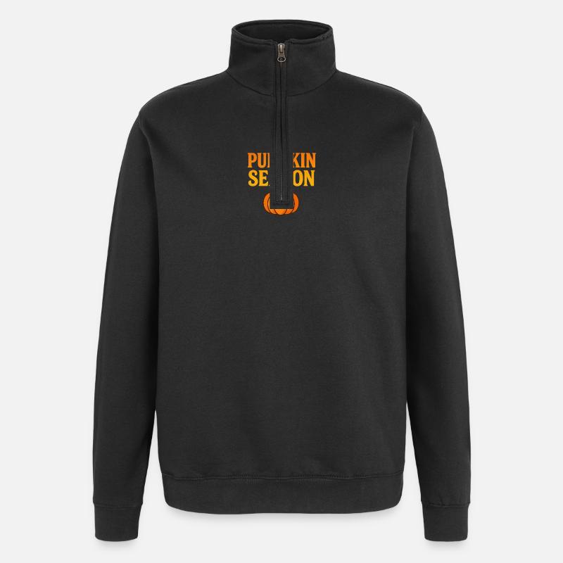 Kürbiszeit Herbstmotiv - Quarter-Zip-Sweatshirt - Schwarz