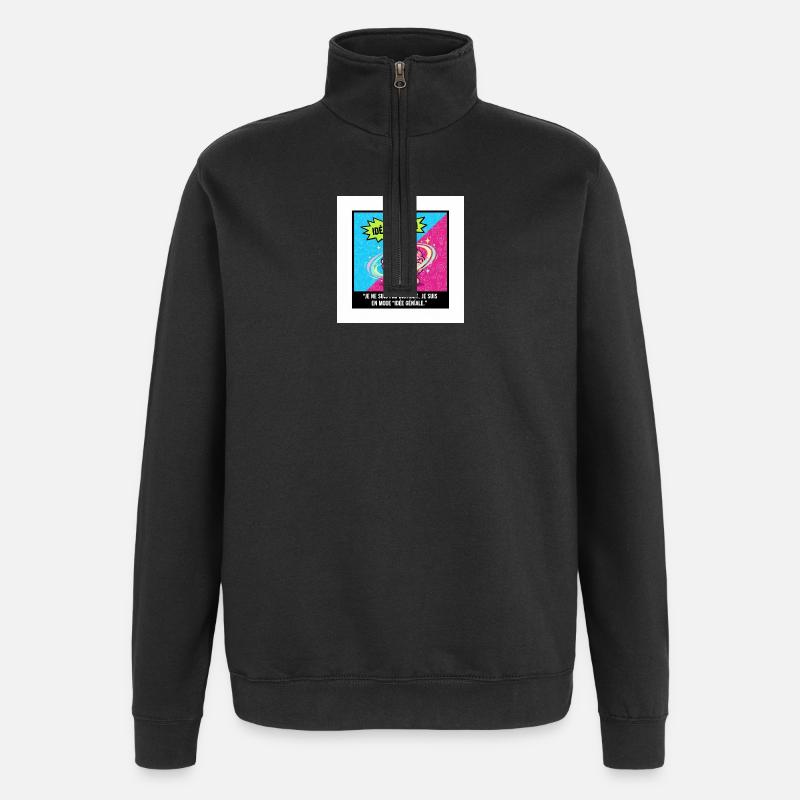 Geniale Idee Brain Pop - Quarter-Zip-Sweatshirt - Schwarz
