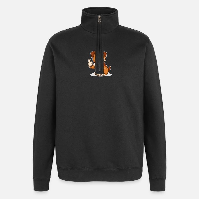 Happy Dog Thumbs Up - Quarter-Zip Sweatshirt - black