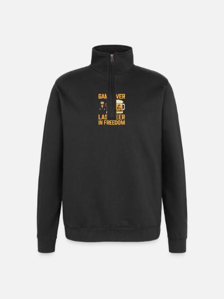 Game Over Last Beer in Freedom - Quarter-Zip Sweatshirt - black