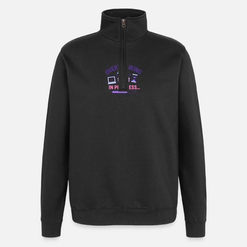 Trop réfléchir en cours - Sweat à zip 1/4 - noir