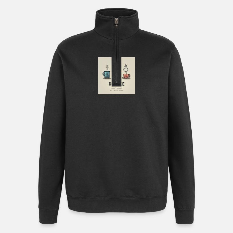 Coffee Code Design - Quarter-Zip Sweatshirt - black