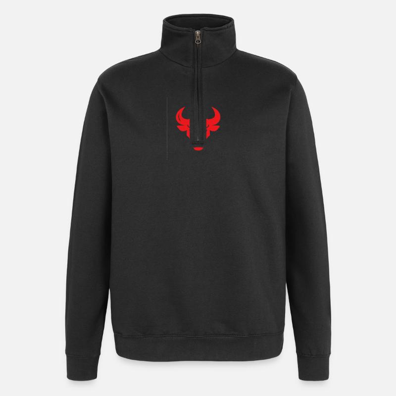 Bull Head Vector - Quarter-Zip Sweatshirt - black