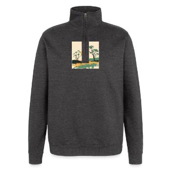 Solar Horizon and Pines - Quarter-Zip Sweatshirt - charcoal grey - Front - AI Model Female 172 light (172cm) & AI Model Male 178 dark (178cm)