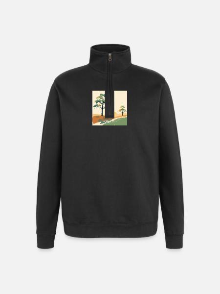 Pastel Sunset Trees - Quarter-Zip Sweatshirt - black
