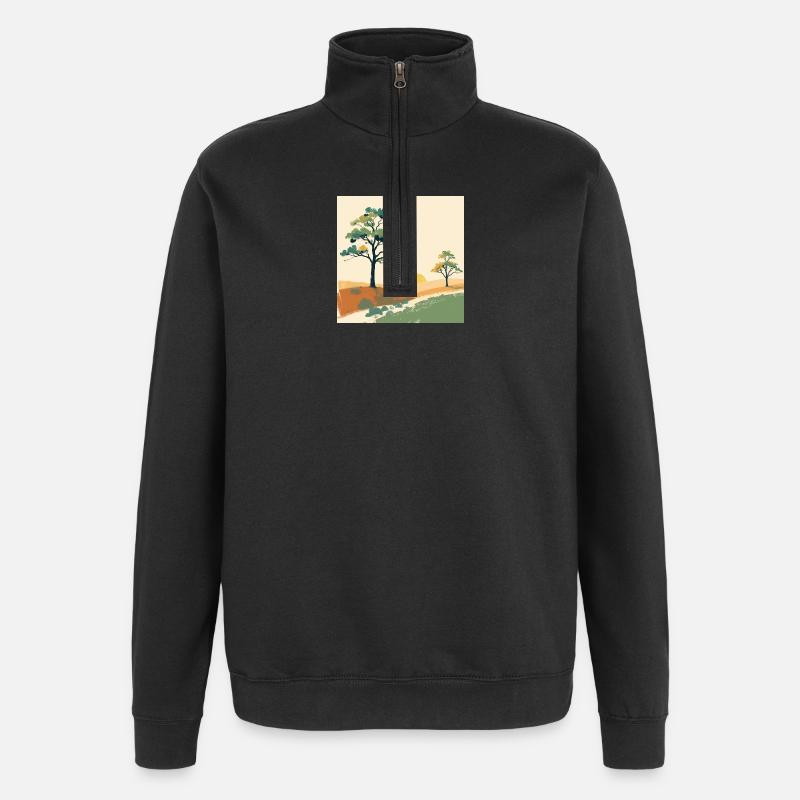 Pastel Sunset Trees - Quarter-Zip Sweatshirt - black