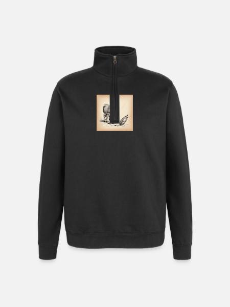 Donkey and Feather Sepia Sketch - Quarter-Zip Sweatshirt - black