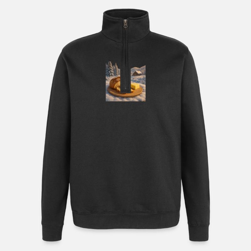 Rustic snack - Quarter-Zip Sweatshirt - black