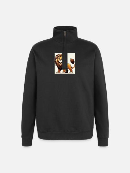 Warm cartoon lion - Quarter-Zip Sweatshirt - black