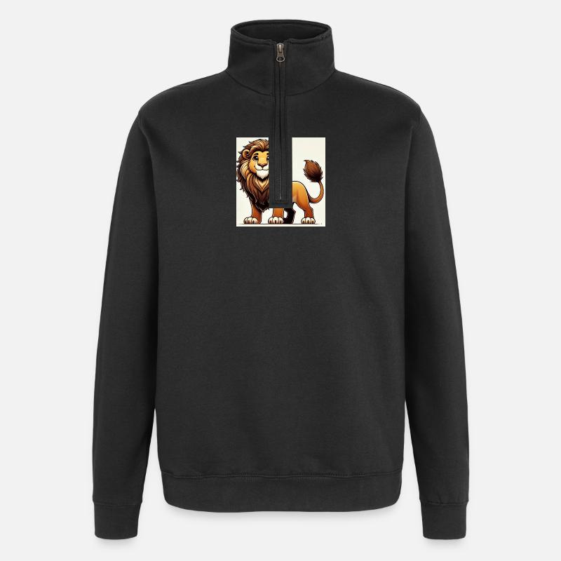 Warm cartoon lion - Quarter-Zip Sweatshirt - black
