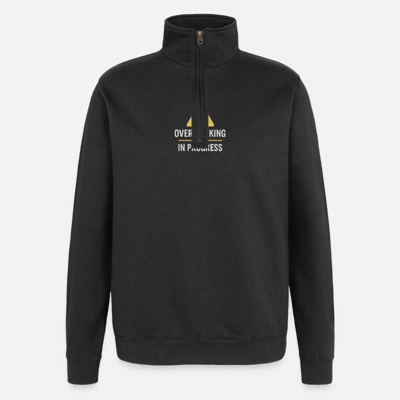 Overthinking In Progress - Quarter-Zip Sweatshirt - black