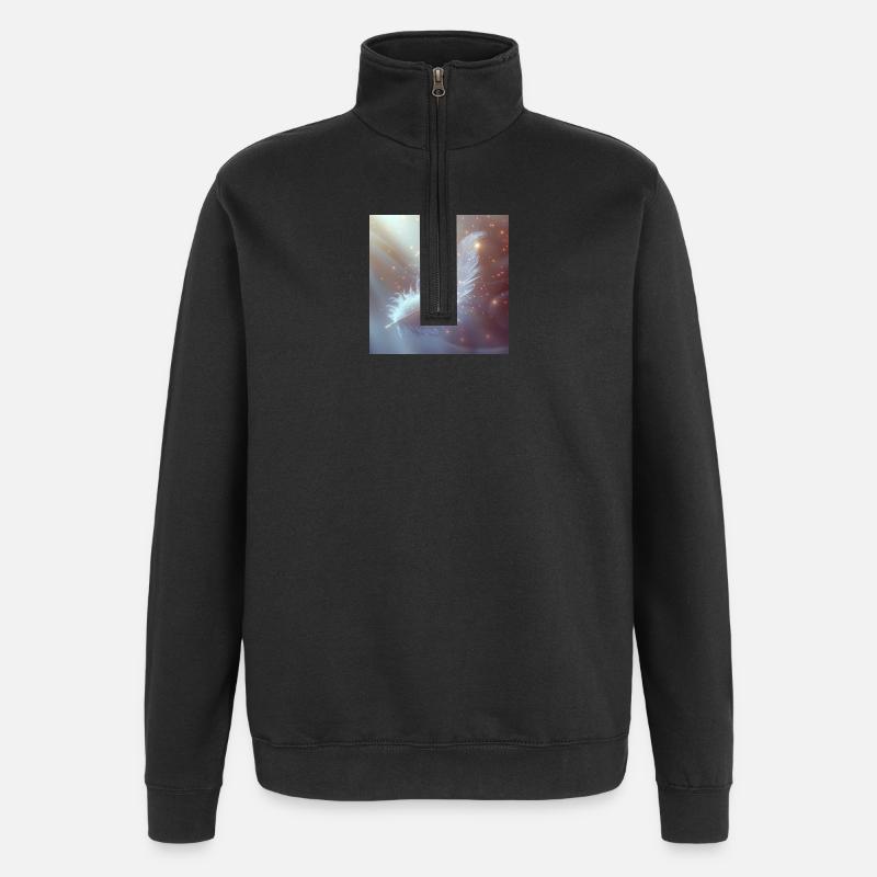 Ätherische Feder leuchtend – Symbol des Lichts - Quarter-Zip-Sweatshirt - Schwarz