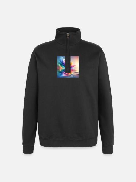 Abstract Flower Waves 1 - Quarter-Zip Sweatshirt - black