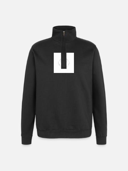 Beagle Line Portrait Head - Quarter-Zip Sweatshirt - black