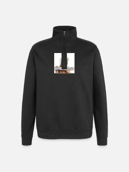 Blütengekrontes Pferd - Quarter-Zip-Sweatshirt - Schwarz