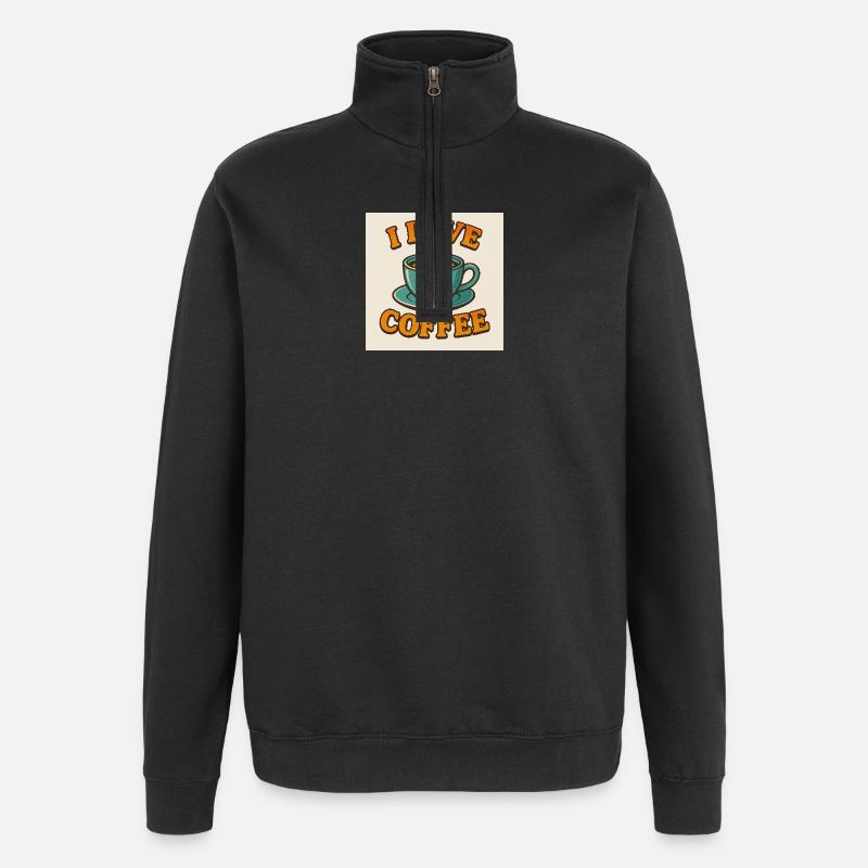 Kaffee-Liebesbecher - Quarter-Zip-Sweatshirt - Schwarz