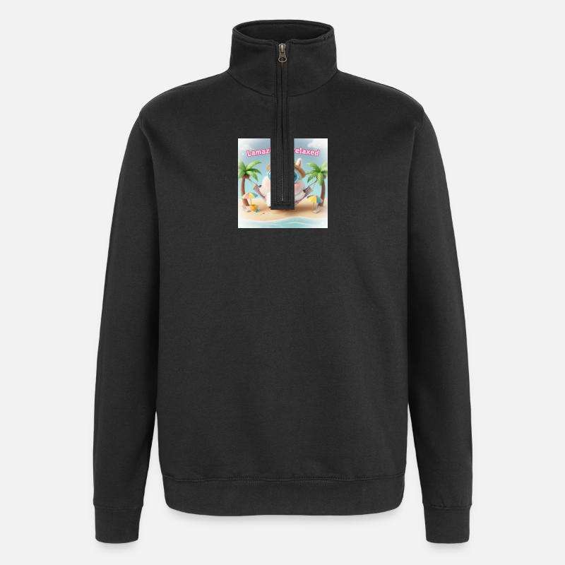 Lama Relax Plage Lunettes Bleues - Sweat à zip 1/4 - noir