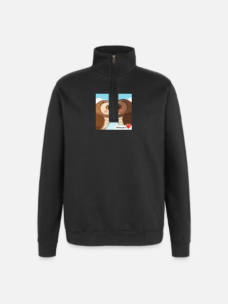 Hiboujoux_coeur - Quarter-Zip Sweatshirt - black