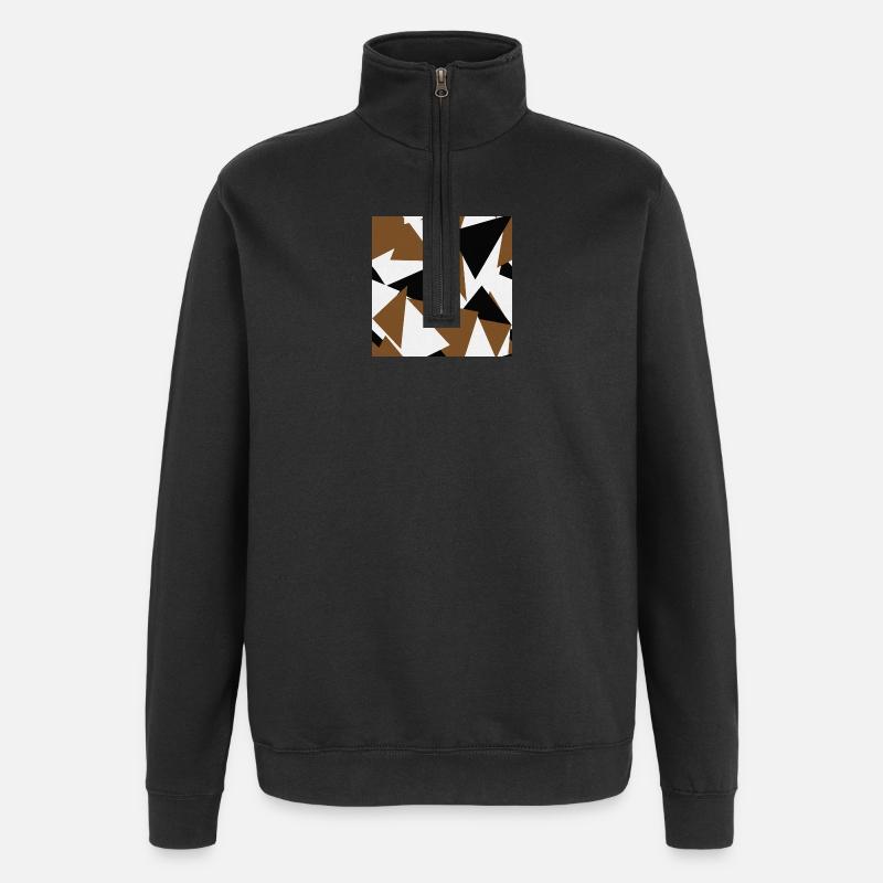 Géométrie des triangles brun-noir - Sweat à zip 1/4 - noir