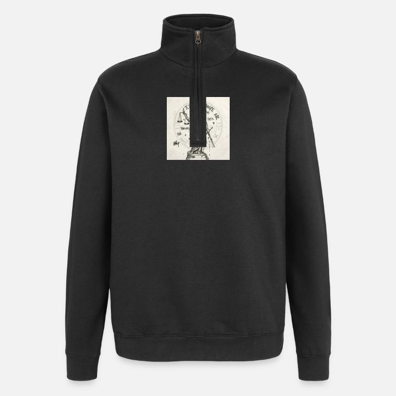 Zodiac sign Libra - Quarter-Zip Sweatshirt - black