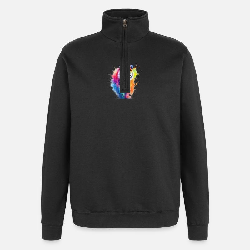 Regenbogen Tiger im Aquarell-Farbsplash.Look - Quarter-Zip-Sweatshirt - Schwarz