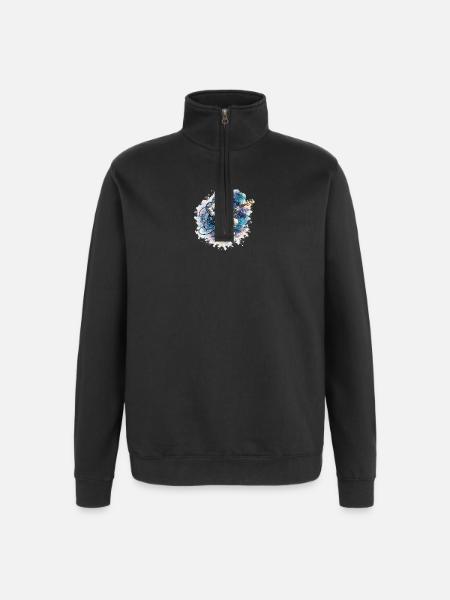 Astronaute spatial avec basse - Sweat à zip 1/4 - noir