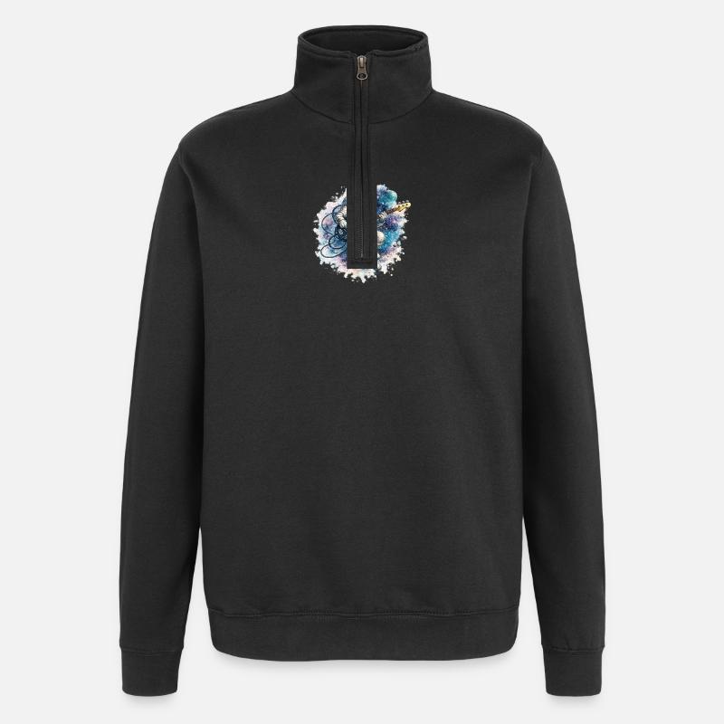 Astronaute spatial avec basse - Sweat à zip 1/4 - noir