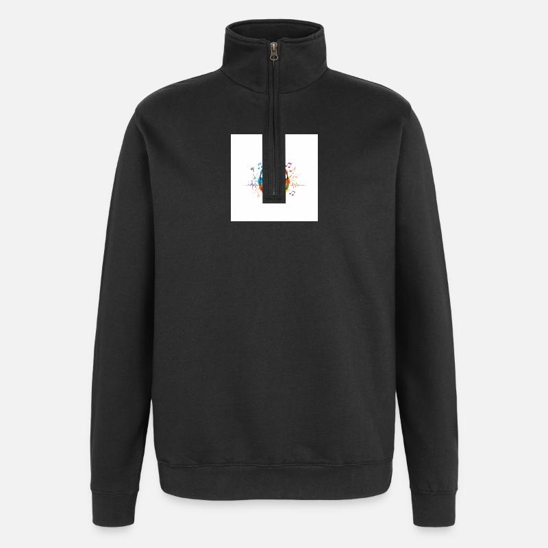 Bunte Kopfhörer Musikdesign - Quarter-Zip-Sweatshirt - Schwarz
