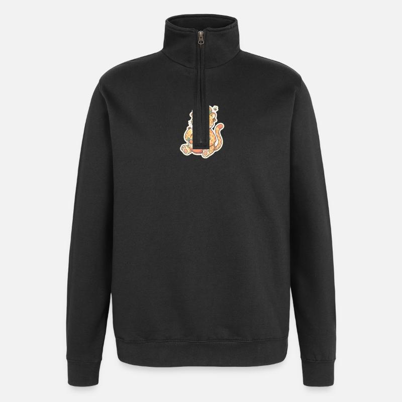 Leopard Kit with Vegetable Basket - Quarter-Zip Sweatshirt - black