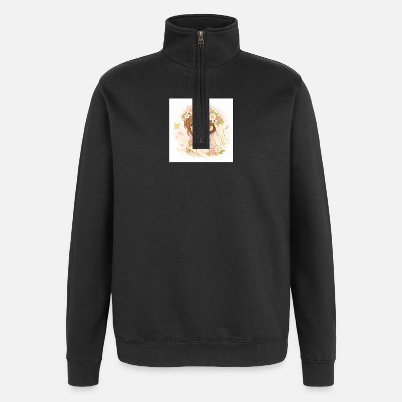 Mariée de printemps  - Sweat à zip 1/4 - noir