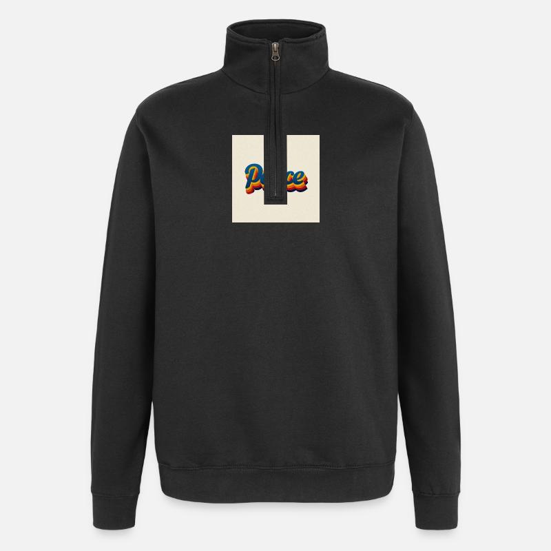 70er Peace Design - Quarter-Zip-Sweatshirt - Schwarz