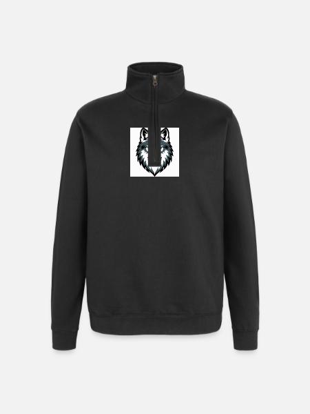 Wolf Graphic Emblem - Quarter-Zip Sweatshirt - black