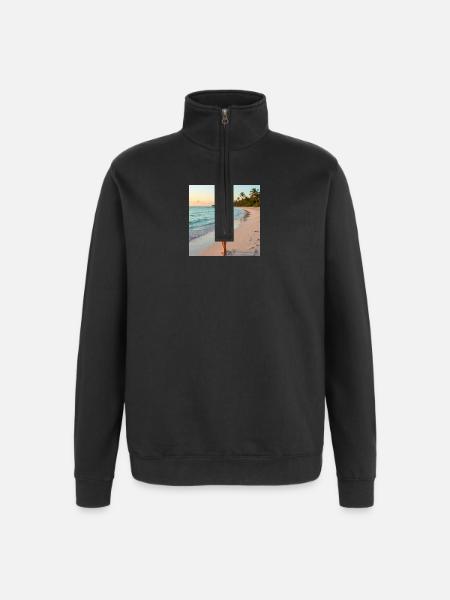 Bikini bleu sur une plage tropicale - Sweat à zip 1/4 - noir