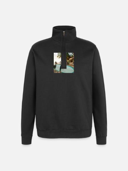 Beach surfer with surfboard - Quarter-Zip Sweatshirt - black