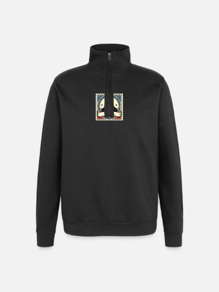 Patriotic Eagle Stamp - Quarter-Zip Sweatshirt - black