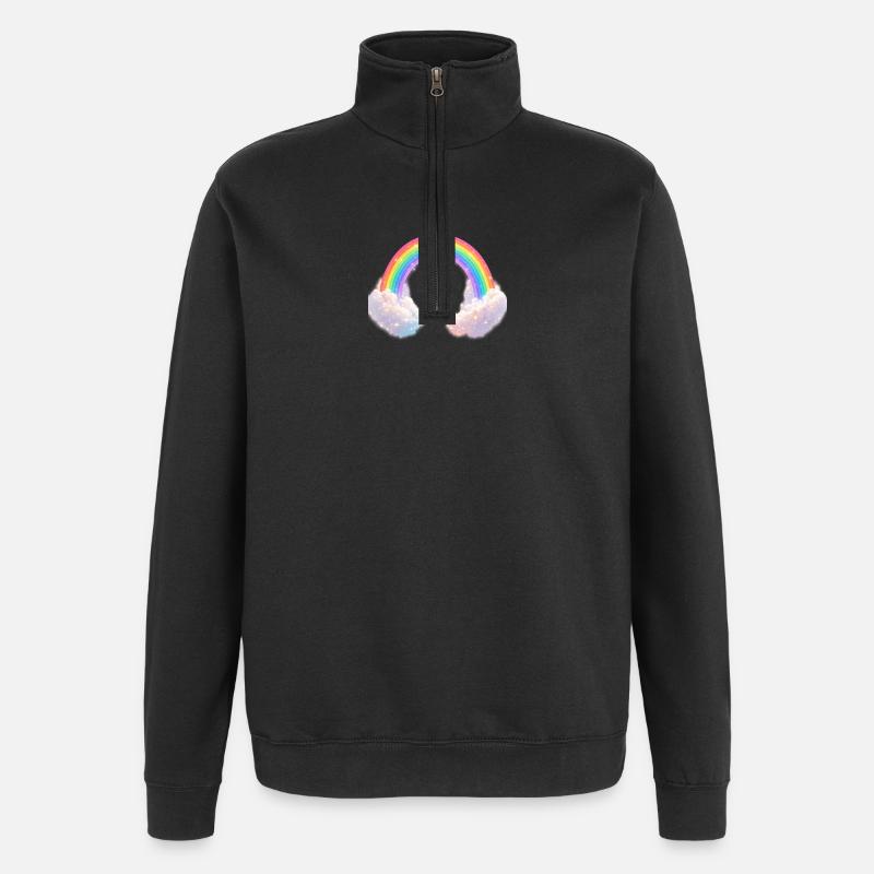 Regenbogenwolkenzauber - Quarter-Zip-Sweatshirt - Schwarz