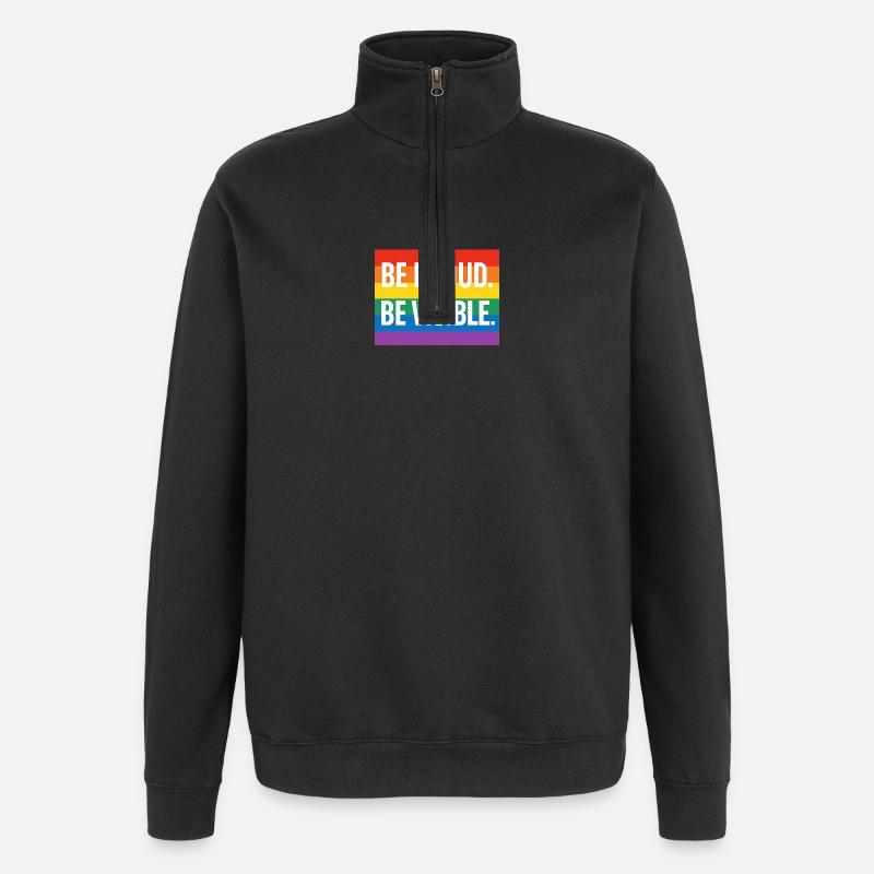Regenbogen Pride Statement Design - Quarter-Zip-Sweatshirt - Schwarz